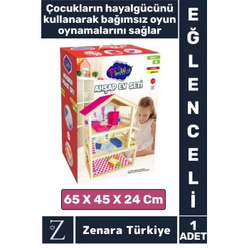 Premium Çocuk Hayal Dünyası Beceri Geliştirici El Yapımı Ahşap Eğlenceli Büyük 3 KATLI OYUN EVİ