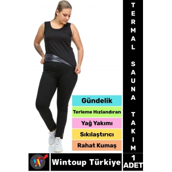 Günlük Spor Kullanım Terleme Hızlandıran Rahat Destekleyici TERMAL SAUNA TAYT ATLET TAKIM