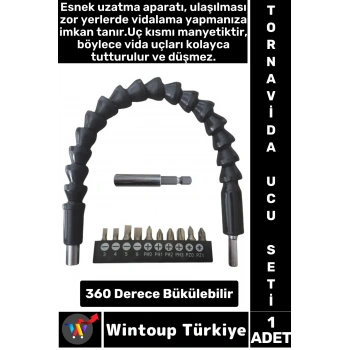Kompakt Tamir Vidalama Montaj Elektrikli Matkap Tornavida 360 Derece Şaftlı ESNEK TORNAVİDA UCU SETİ