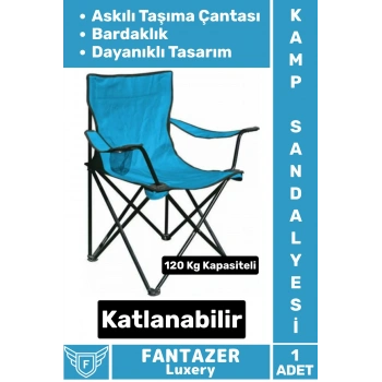 Dayanıklı Askılı Taşıma Çantalı Bardaklık Yeri 120 Kg Kapasiteli Katlanabilir Piknik Kamp Sandalyesi