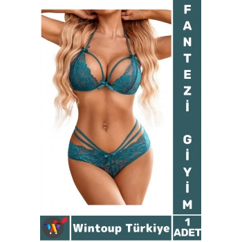 Özel Gün Gece Seksi Sevgili Hediye Fantezi Çok Şık İnce Tül Dantel Transparan BABYDOLL Takım