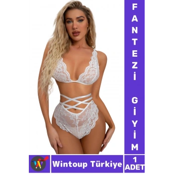Özel Gün Gece Seksi Sevgili Hediye Fantezi Çok Şık İnce Tül Dantel Transparan BABYDOLL Takım