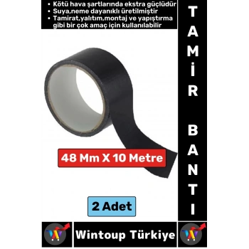 Ultra Güçlü Su Neme Dayanıklı Çok Amaçlı Montaj Onarım İzolasyon Tamir Bantı Siyah 48 Mmx10 Mt 2 Adt