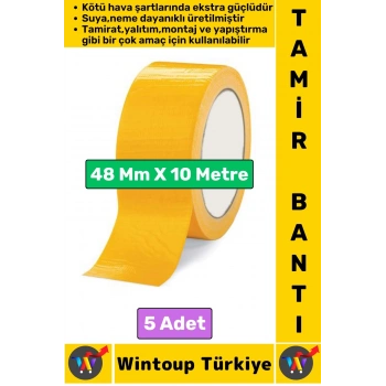 Ultra Güçlü Su Neme Dayanıklı Çok Amaçlı Montaj Onarım İzolasyon Tamir Bantı Sarı 48 Mmx10 Mtr 5 Adt
