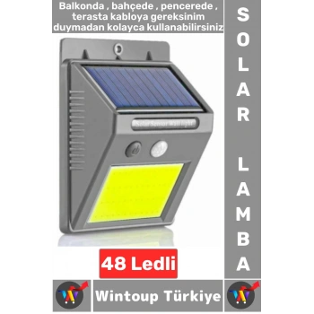Outdoor Dış Mekan Dekoratif Aydınlatma Güneş Enerjili Hareket Sensörlü 48 Ledli Solar Bahçe Lambası