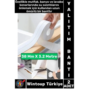 Dayanıklı Lavabo Kenar Küvet Pvc Su Sızdırmaz Yağ Küf Kir Önleyici Yalıtım Bantı 3.2 Metre 2 Adet