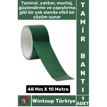 Uzun Ömürlü Su Nem Küfe Dayanıklı Çok Amaçlı YEŞİL Montaj Onarım Tamir Bantı 48 Mm X 10 Metre