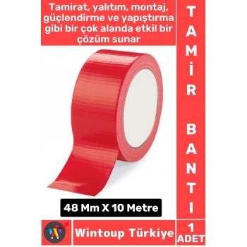Uzun Ömürlü Su Nem Küfe Dayanıklı Çok Amaçlı KIRMIZI Montaj Onarım Tamir Bantı 48 Mm X 10 Metre