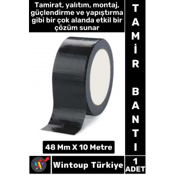 Uzun Ömürlü Su Nem Küfe Dayanıklı Çok Amaçlı SİYAH Montaj Onarım Tamir Bantı 48 Mm X 10 Metre