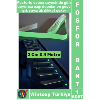 Karanlıkta Parlayan Acil Durum Çıkış Merdiven Kenar Esnek Güçlü Yapışkan Fosfor Bant 2 Cm X 4 Metre