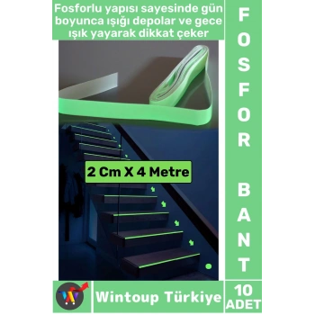 Karanlıkta Parlayan Acil Durum Çıkış Merdiven Kenar Esnek Güçlü Yapışkan Fosfor Bant 2 CmX4 Mtr 10Ad