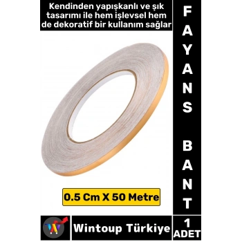 Uzun Ömürlü Kendinden Yapışkanlı Karo Zemin Fayans Derz 0.5 Cm X 50 Metre Gold Şerit Bant