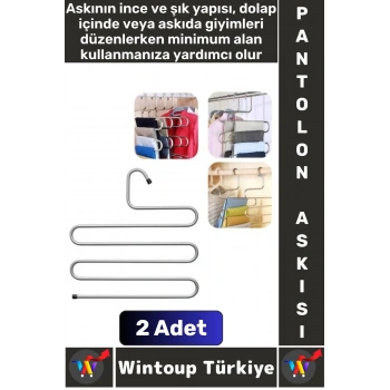 Dayanıklı Kolay Temizlenir Kaymaz Dolap İçi Düzenleme Giysi Havlu Kravat Pantolon Krom Askı 2 Adet