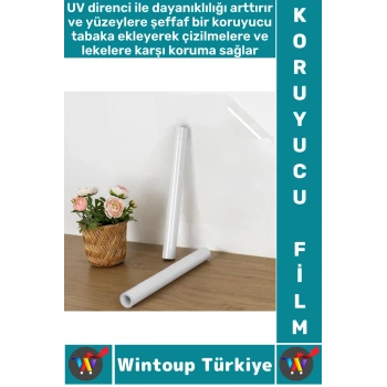 İz Bırakmaz Kolay Temizlenir Mobilya Tezgah Zemin Çizilme Önleyici Yapışkanlı Şeffaf Koruyucu Film