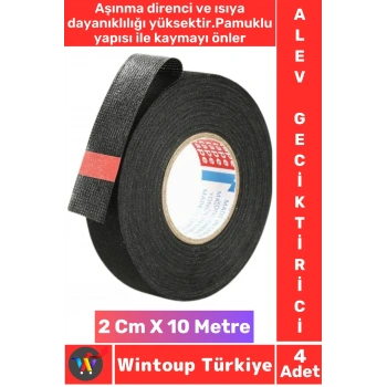 Aşınma Dirençli Korozyona Dayanıklı Kaymaz Kalıntı Bırakmaz Alev Geciktirici Bant 2 CmX10 Mtr 4 Adet