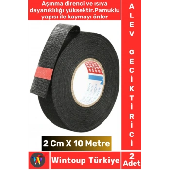 Aşınma Dirençli Korozyona Dayanıklı Kaymaz Kalıntı Bırakmaz Alev Geciktirici Bant 2 CmX10 Mtr 2 Adet