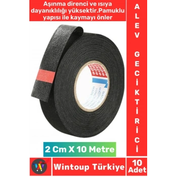 Aşınma Dirençli Korozyona Dayanıklı Kaymaz Kalıntı Bırakmaz Alev Geciktirici Bant 2 CmX10 Mtr 10 Adt