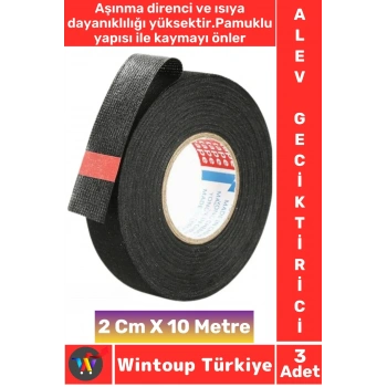 Aşınma Dirençli Korozyona Dayanıklı Kaymaz Kalıntı Bırakmaz Alev Geciktirici Bant 2 CmX10 Mtr 3 Adet