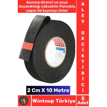 Aşınma Dirençli Korozyona Dayanıklı Kaymaz Kalıntı Bırakmaz Alev Geciktirici Bant 2 CmX10 Mtr 5 Adet