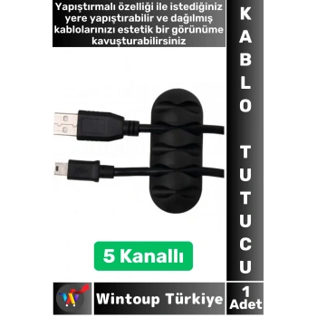 Kablo Düzenleyici Şarj Kablosu Kulaklık Dağınıklık Önleyen 5 Kanallı Yapışkanlı Kablo Tutucu