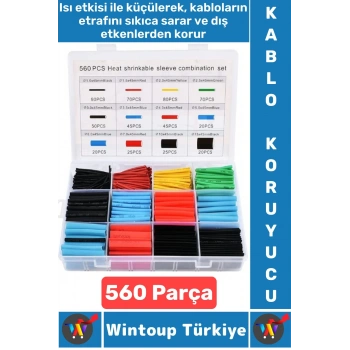 Telefon Şarj Yalıtım Koruma Isıyla Daralan Makaron Renkli Şık Kablo Koruyucu Kılıf 560 Prç Kutulu