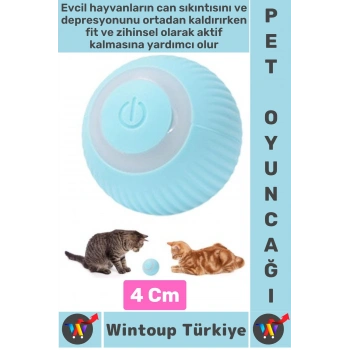 Eğlenceli Zararsız Pet Evcil Hayvan Eğitici Kedi Köpek Silikon 3 Modlu Şarjlı İnteraktif Oyun Topu