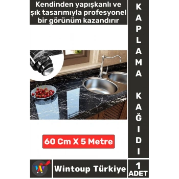 Kolay Temizlenir Isıya Dayanıklı Nem Kir Yağ Su Geçirmez Çok Şık Mermer Desenli Kaplama Kağıdı 5 Mtr