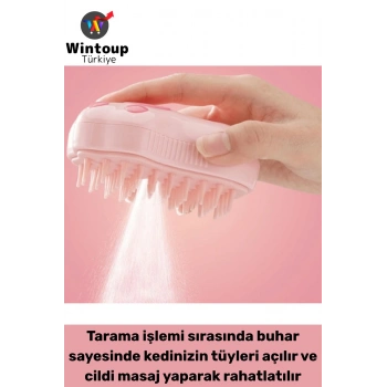 Evcil Hayvan Kedi Banyo Tüy Tarama Masaj Etkili Yumuşak Zararsız Pati Tasarımlı Pratik Buharlı Tarak