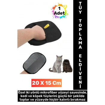 Yeni Nesil Ergonomik Çift Yönlü Mikrofiber Evcil Hayvan Kedi Köpek Tüy Toplama Eldiveni 20 x 15 Cm
