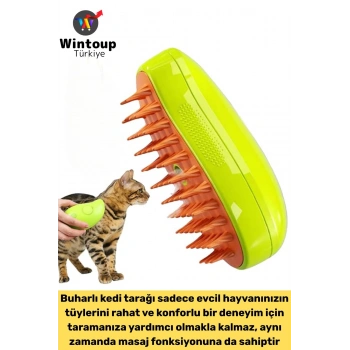 Evcil Hayvan Kedi Banyo Tüy Tarama Masaj Etkili Yumuşak Zararsız Çok Fonksiyonlu Buharlı Tarak