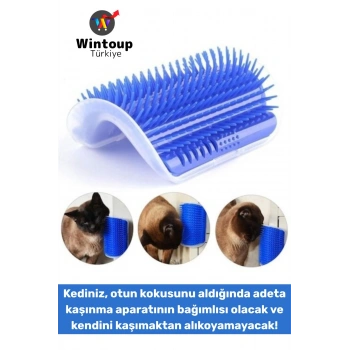 Ergonomik Sabitlenebilir Evcil Hayvan Kedi Masaj Rahatlama Etkili Zararsız Kedi Kaşınma Fırçası