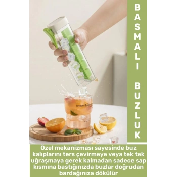 Yeni Nesil Kolay Kullanım Kokteyl Soğuk Kahve İçecek Şık Tasarım Pratik Basmalı Küp Buz Kalıbı