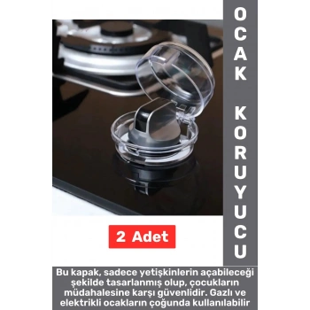 Gazlı Elektrikli Ocak Uyumlu Montajsızz Çocuk Bebek Güvenlik Ocak Düğmesi Koruyucu Kapak 2 Adet