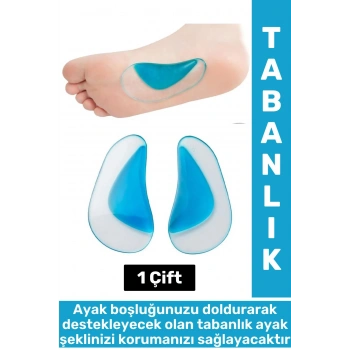 Konforlu Yürüyüş Spor Düz Taban Ayak Şekil Bozukluğu Gideren Boşluk Doldurucu Silikon Tabanlık 1Çift