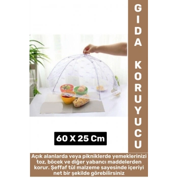 Kamp Piknik Outdoor Rüzgar Toz Sinek Böcek Koruyucu Katlanabilir Pratik Tül Yemek Koruma Şemsiyesi