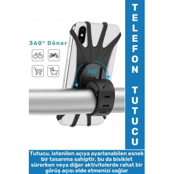 Kolay Kullanım 4-6 İnç Telefon Uyumlu Açısı Ayarlanabilir Esnek Silikon Bisiklet Telefon Tutucu