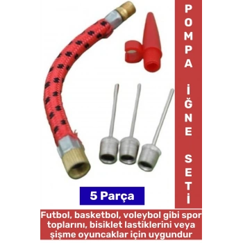 Manuel Elektrikli Pompa Uyumlu Futbol Basketbol Bisiklet Top Lastik Şişirme Pompa İğne Seti 5 Parça
