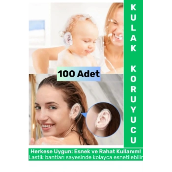 Yetişkin Çocuk Kullanım Banyo Deniz Havuz Yüzme Su Kaçma Önleyen Koruyucu Esnek Kulak Bonesi 100 Adt