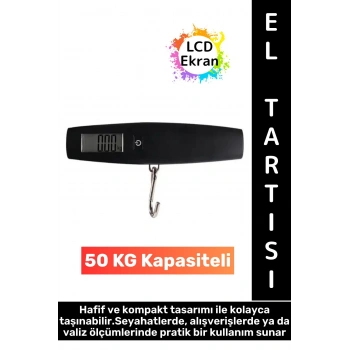 Çok Amaçlı Seyahat Bavul Ağırlık Ölçme Dijital LCD Ekran Max 50 Kg Taşınabilir Bagaj El Tartısı
