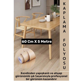 Kolay Temizlenir Su Yağ Neme Dayanıklı Şık Ahşap Görünümlü Kendinden Yapışkanlı Kaplama Kağıdı 5 Mtr