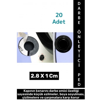 Kendinden Güçlü Yapışkanlı Çarpışma Aşınma Çizik Darbe Gürültü Önleyen Oto Kapı Koruyucu Ped 20 Adet