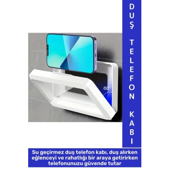 Kompakt Dayanıklı Güvenli Duvara Monte Duş Mutfak Buğu Yapmaz Su Geçirmez Pratik Telefon Kabı