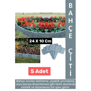 Dış Mekan Kolay Montaj Hava Koşullarına Dayanıklı Şık Estetik Doğal Taş Görünümlü Bahçe Çiti 5 Adet