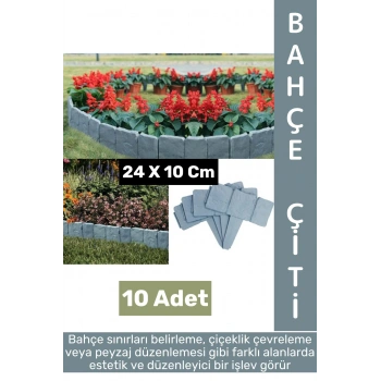 Dış Mekan Kolay Montaj Hava Koşullarına Dayanıklı Şık Estetik Doğal Taş Görünümlü Bahçe Çiti 10 Adet