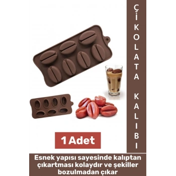 Sıcak Soğuğa Dayanıklı Tatlı Çikolata Jelibon Çok Şık Kahve Çekirdeği Şekilli Esnek Silikon Kalıp