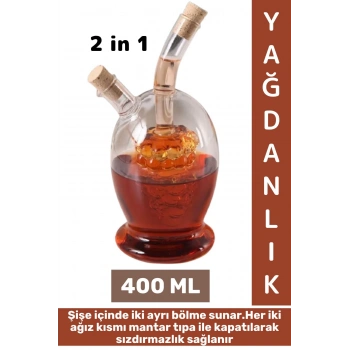 Yüksek Kaliteli Sızdırmaz Kapak Yağ Sirke Limon Karışmaz Tek Şişe 2 in 1 Şık Cam Yağdanlık Sirkelik