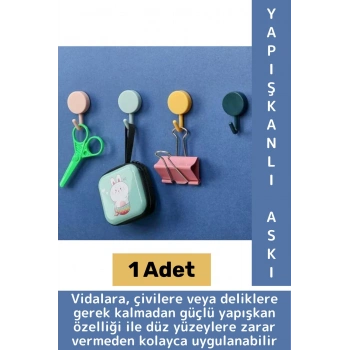 İz Bırakmaz Montaj Gerektirmez Mutfak Banyo Ev Ofis Kendinden Yapışkanlı Renkli Pratik Duvar Askısı