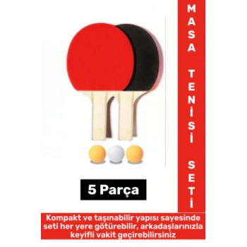Ergonomik Dayanıklı Eğlenceli Çok Şık Renkli 2 Adet Raket 3 Adet Pinpon Topu Özel Masa Tenisi Seti