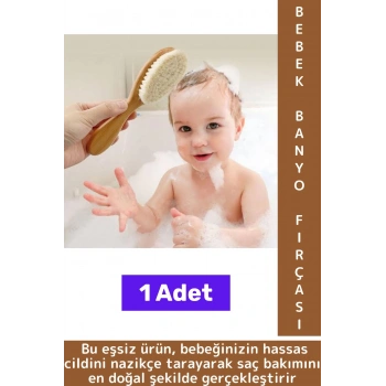 Bebek Hassas Cilt İçin Banyo Saç Bakım Tarak Fırça Organik Keçi Kılı Ahşap Saplı Bebek Banyo Tarağı