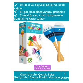 Özel Üretim Eğitici Zeka Koordinasyon Geliştirici Kişisel Gelişim Çocuk Ahşap Renkli Marakas 2li